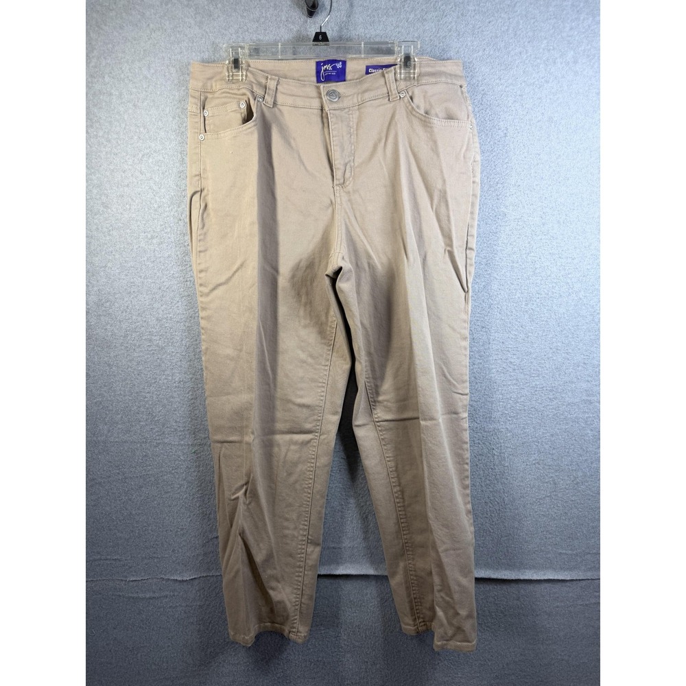Just My Size Pants Womens 16WP Brownstone Classic Twill Stretch Khakis Casual